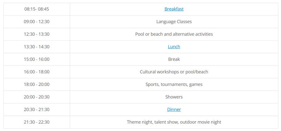 Enforex daily schedule
